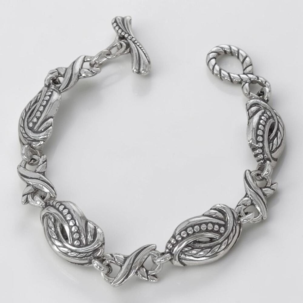 Vintage Brighton Hugs And Kisses Textured Knot Link Bracelet Toggle Clasp 8 Inch